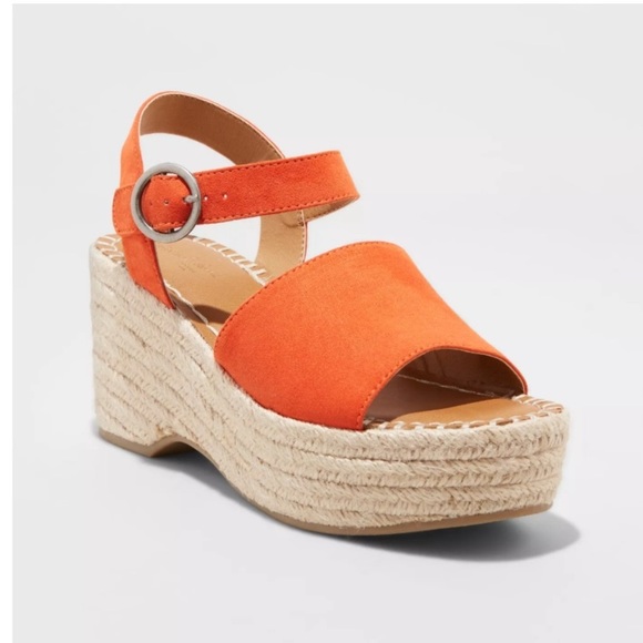 Universal Thread Shoes - Universal thread orange platform espadrilles